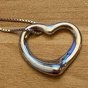 Large open 925 Sterling silver heart on a box chain